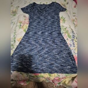 Blue Knit Flared Dress